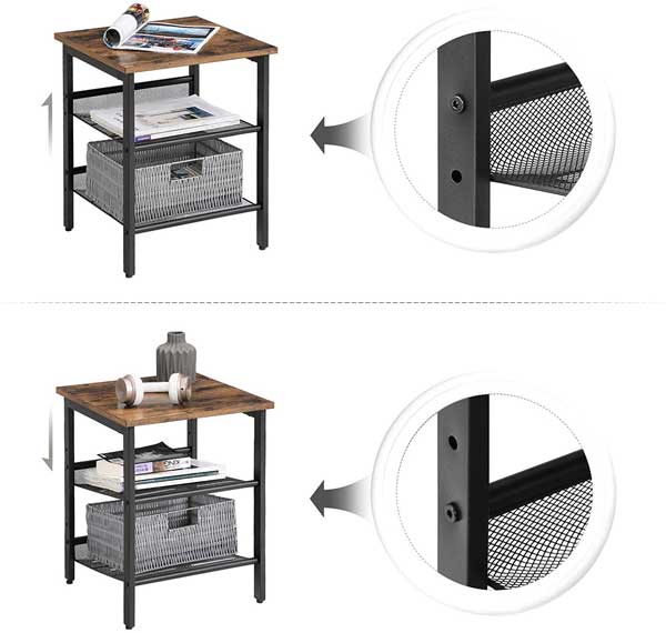 Lot De 2 Tables D'appoint Industrielles - Sellettes En Métal Noir, Desserte Chevet